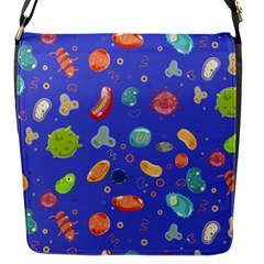 Virus-seamless-pattern Flap Closure Messenger Bag (S)