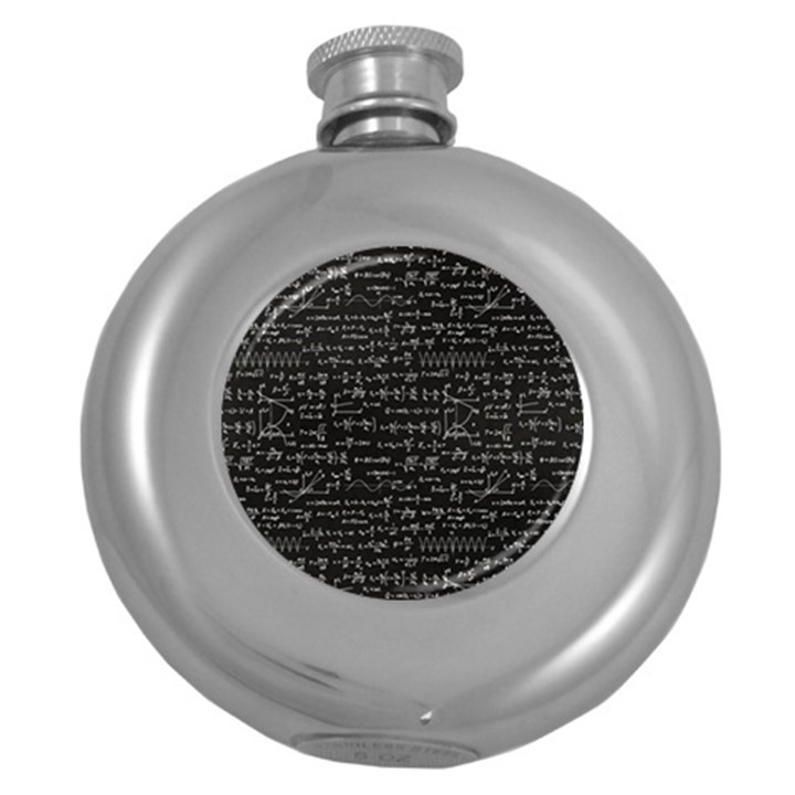 Math-equations-formulas-pattern Round Hip Flask (5 oz)