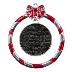 Math-equations-formulas-pattern Metal Red Ribbon Round Ornament by Salman4z