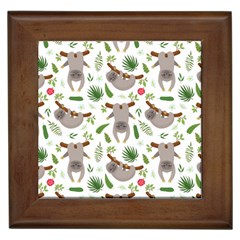 Seamless-pattern-with-cute-sloths Framed Tile by Salman4z