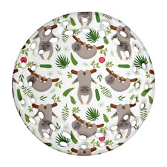 Seamless-pattern-with-cute-sloths Ornament (round Filigree) by Salman4z