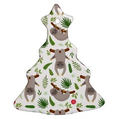 Seamless-pattern-with-cute-sloths Christmas Tree Ornament (two Sides) by Salman4z