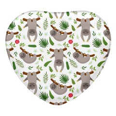 Seamless-pattern-with-cute-sloths Heart Glass Fridge Magnet (4 Pack) by Salman4z