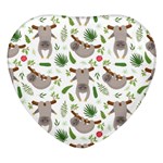 Seamless-pattern-with-cute-sloths Heart Glass Fridge Magnet (4 pack) Front