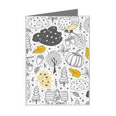 Doodle-seamless-pattern-with-autumn-elements Mini Greeting Card by Salman4z