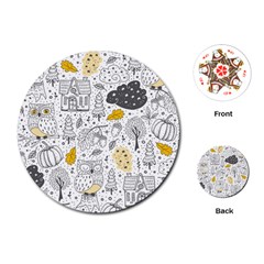 Doodle-seamless-pattern-with-autumn-elements Playing Cards Single Design (round)