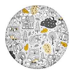 Doodle-seamless-pattern-with-autumn-elements Round Filigree Ornament (two Sides) by Salman4z