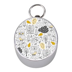 Doodle-seamless-pattern-with-autumn-elements Mini Silver Compasses by Salman4z