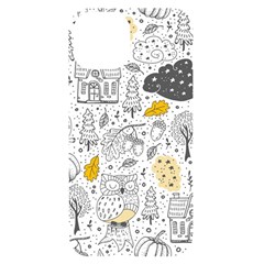 Doodle-seamless-pattern-with-autumn-elements Iphone 14 Black Uv Print Case by Salman4z