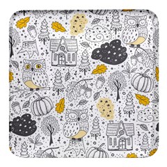 Doodle-seamless-pattern-with-autumn-elements Square Glass Fridge Magnet (4 Pack) by Salman4z