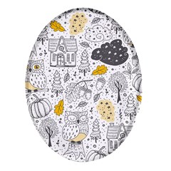 Doodle-seamless-pattern-with-autumn-elements Oval Glass Fridge Magnet (4 Pack)