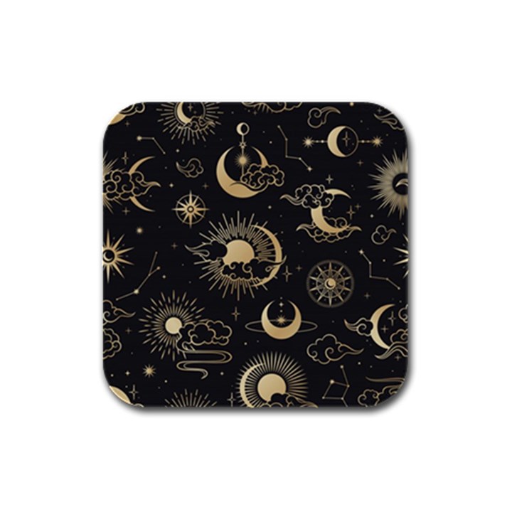 Asian-seamless-pattern-with-clouds-moon-sun-stars-vector-collection-oriental-chinese-japanese-korean Rubber Square Coaster (4 pack)