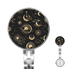 Asian-seamless-pattern-with-clouds-moon-sun-stars-vector-collection-oriental-chinese-japanese-korean Stainless Steel Nurses Watch by Salman4z