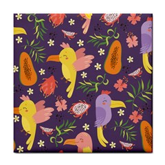 Exotic-seamless-pattern-with-parrots-fruits Tile Coaster by Salman4z