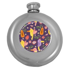 Exotic-seamless-pattern-with-parrots-fruits Round Hip Flask (5 Oz) by Salman4z