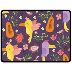 Exotic-seamless-pattern-with-parrots-fruits Fleece Blanket (large) by Salman4z