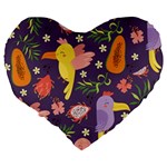 Exotic-seamless-pattern-with-parrots-fruits Large 19  Premium Flano Heart Shape Cushions Back