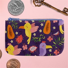 Exotic-seamless-pattern-with-parrots-fruits Large Coin Purse by Salman4z