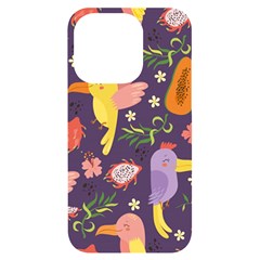 Exotic-seamless-pattern-with-parrots-fruits Iphone 14 Pro Black Uv Print Case