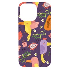 Exotic-seamless-pattern-with-parrots-fruits Iphone 14 Pro Max Black Uv Print Case