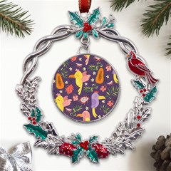 Exotic-seamless-pattern-with-parrots-fruits Metal X mas Wreath Holly Leaf Ornament