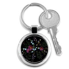 Embroidery-trend-floral-pattern-small-branches-herb-rose Key Chain (round) by Salman4z