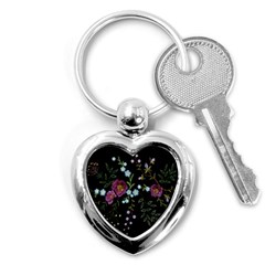 Embroidery-trend-floral-pattern-small-branches-herb-rose Key Chain (heart) by Salman4z