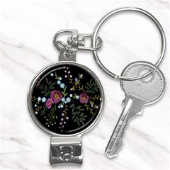 Embroidery-trend-floral-pattern-small-branches-herb-rose Nail Clippers Key Chain by Salman4z