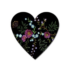 Embroidery-trend-floral-pattern-small-branches-herb-rose Heart Magnet by Salman4z