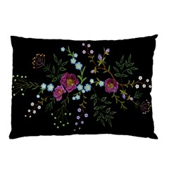 Embroidery-trend-floral-pattern-small-branches-herb-rose Pillow Case by Salman4z