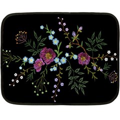 Embroidery-trend-floral-pattern-small-branches-herb-rose Two Sides Fleece Blanket (mini) by Salman4z