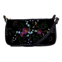 Embroidery-trend-floral-pattern-small-branches-herb-rose Shoulder Clutch Bag by Salman4z