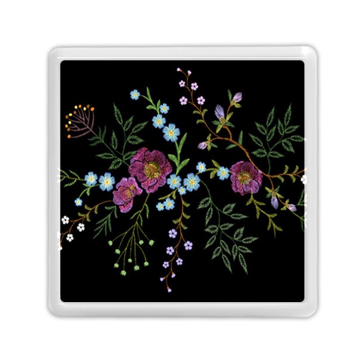 Embroidery-trend-floral-pattern-small-branches-herb-rose Memory Card Reader (Square)