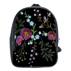 Embroidery-trend-floral-pattern-small-branches-herb-rose School Bag (xl) by Salman4z