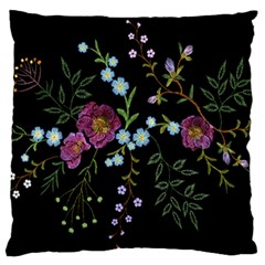 Embroidery-trend-floral-pattern-small-branches-herb-rose Standard Premium Plush Fleece Cushion Case (one Side) by Salman4z