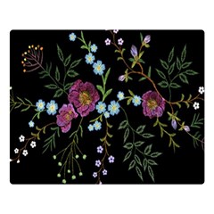 Embroidery-trend-floral-pattern-small-branches-herb-rose Two Sides Premium Plush Fleece Blanket (large) by Salman4z