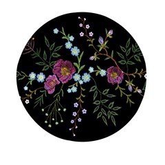 Embroidery-trend-floral-pattern-small-branches-herb-rose Mini Round Pill Box by Salman4z