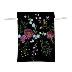 Embroidery-trend-floral-pattern-small-branches-herb-rose Lightweight Drawstring Pouch (l) by Salman4z