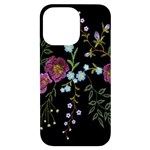 Embroidery-trend-floral-pattern-small-branches-herb-rose iPhone 14 Pro Max Black UV Print Case Front