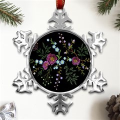 Embroidery-trend-floral-pattern-small-branches-herb-rose Metal Small Snowflake Ornament