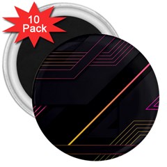 Gradient-geometric-shapes-dark-background 3  Magnets (10 Pack)  by Salman4z