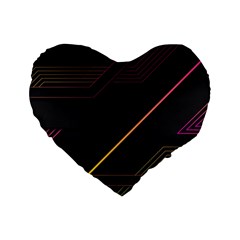 Gradient-geometric-shapes-dark-background Standard 16  Premium Heart Shape Cushions by Salman4z