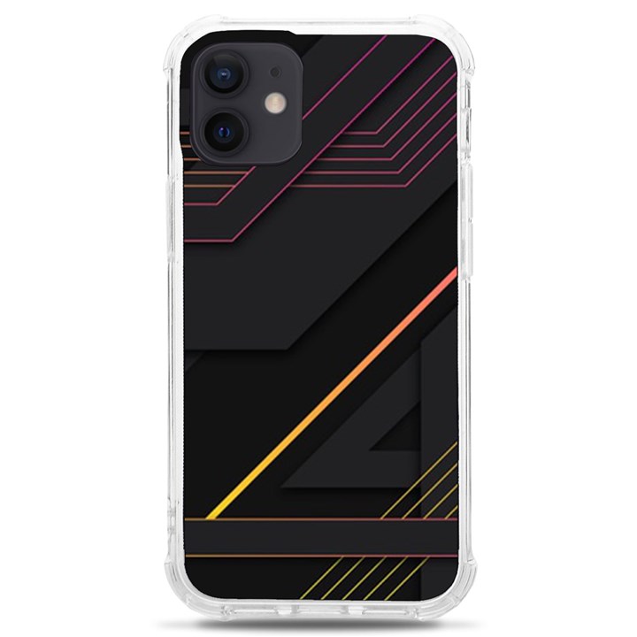 Gradient-geometric-shapes-dark-background iPhone 12 mini TPU UV Print Case	