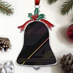 Gradient-geometric-shapes-dark-background Metal Holly Leaf Bell Ornament Front