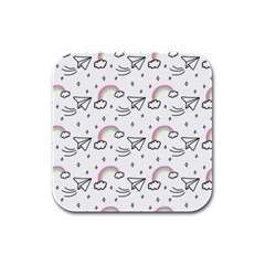 Cute-art-print-pattern Rubber Square Coaster (4 Pack) by Salman4z