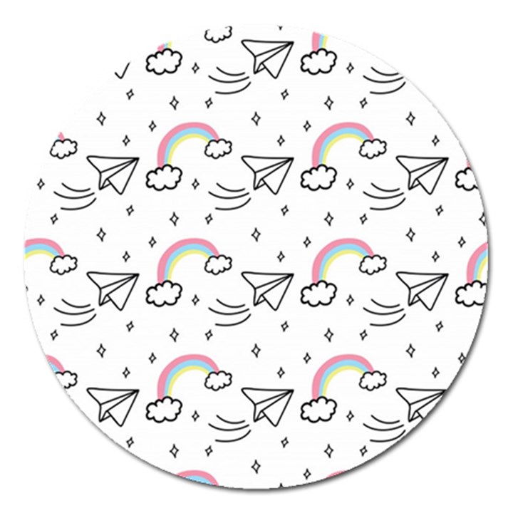 Cute-art-print-pattern Magnet 5  (Round)