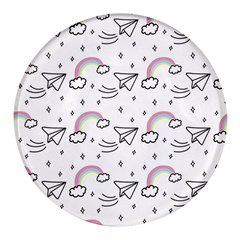 Cute-art-print-pattern Round Glass Fridge Magnet (4 Pack) by Salman4z