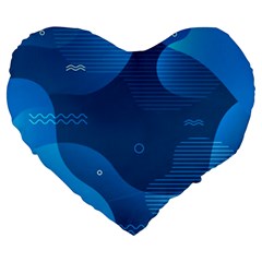 Abstract-classic-blue-background Large 19  Premium Heart Shape Cushions by Salman4z