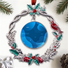 Abstract-classic-blue-background Metal X mas Wreath Holly Leaf Ornament