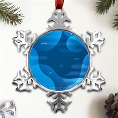 Abstract-classic-blue-background Metal Small Snowflake Ornament